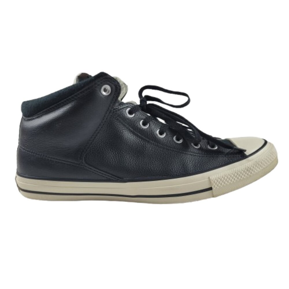 Converse All Star Chuck Taylor Leather Mid Top Sneakers Black Size 13